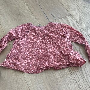 Caramel baby & child London orange Red Polka Dot Blouse 6 girls smocked top
